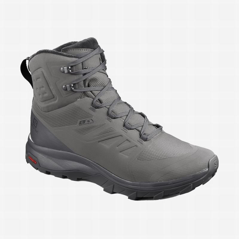 Salomon Israel OUTBLAST TS CSWP - Mens Winter Boots - Grey/Black (KWGS-31679)